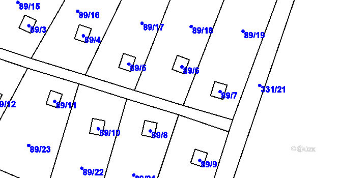 Parcela st. 89/18 v KÚ Brňov, Katastrální mapa
