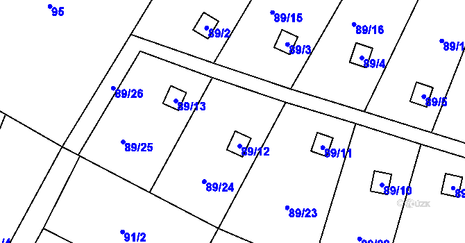 Parcela st. 89/24 v KÚ Brňov, Katastrální mapa
