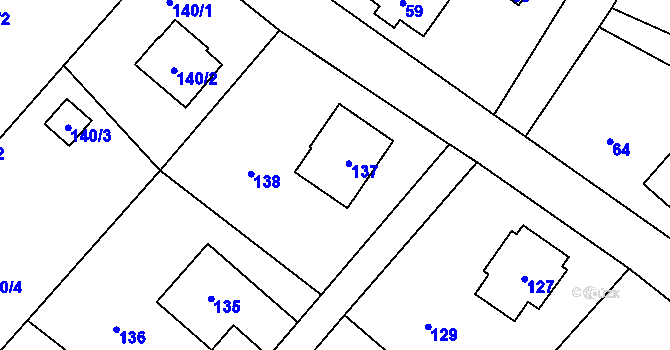 Parcela st. 137 v KÚ Brňov, Katastrální mapa