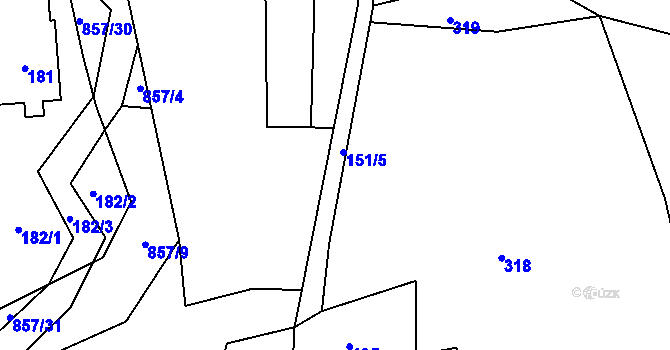 Parcela st. 151/5 v KÚ Brňov, Katastrální mapa