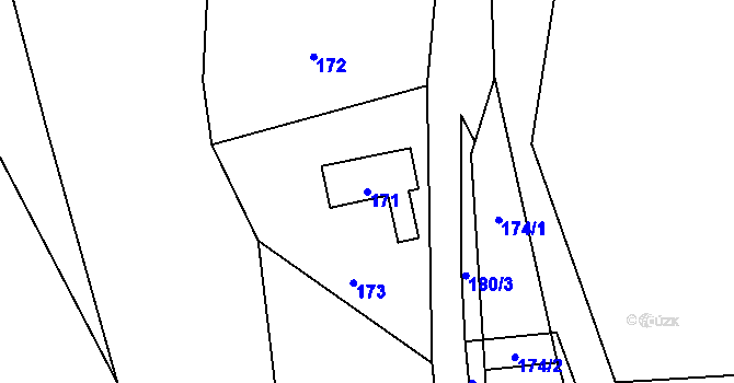 Parcela st. 171 v KÚ Brňov, Katastrální mapa