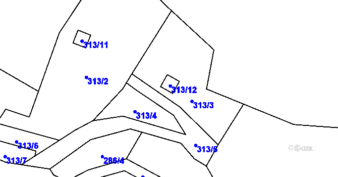 Parcela st. 313/12 v KÚ Brňov, Katastrální mapa