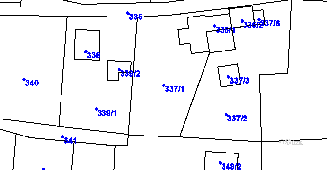Parcela st. 337/1 v KÚ Brňov, Katastrální mapa