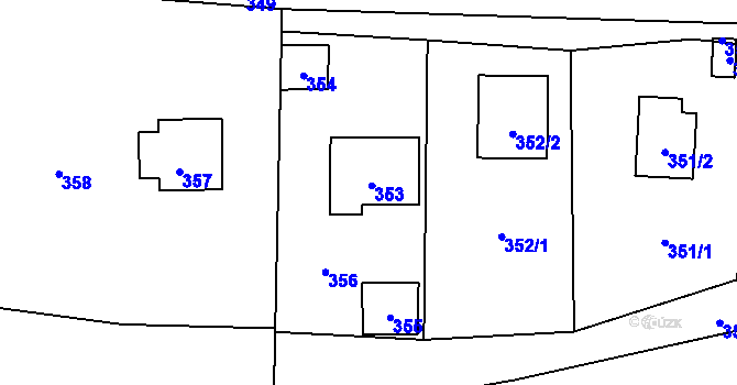 Parcela st. 353 v KÚ Brňov, Katastrální mapa