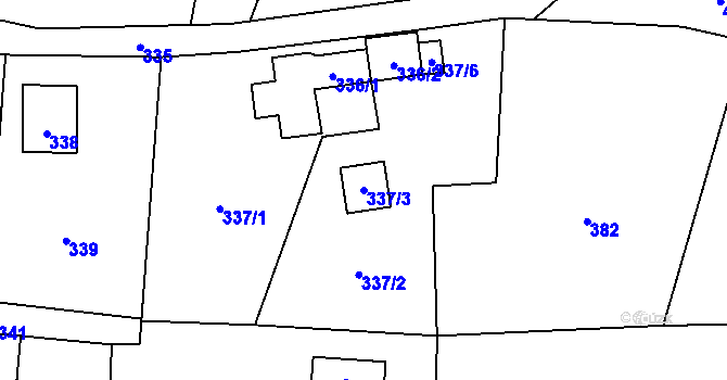 Parcela st. 337/3 v KÚ Brňov, Katastrální mapa