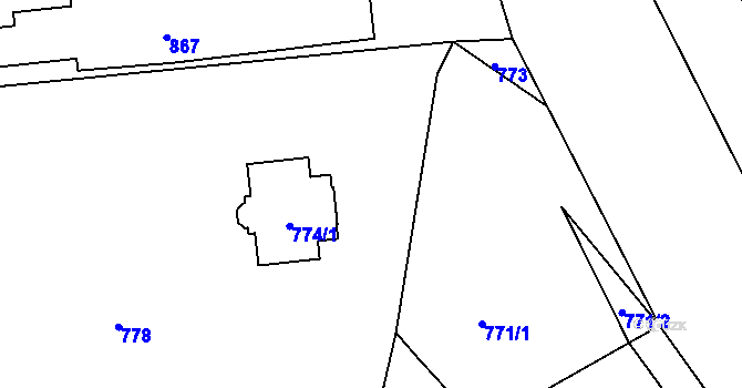 Parcela st. 774/3 v KÚ Brňov, Katastrální mapa