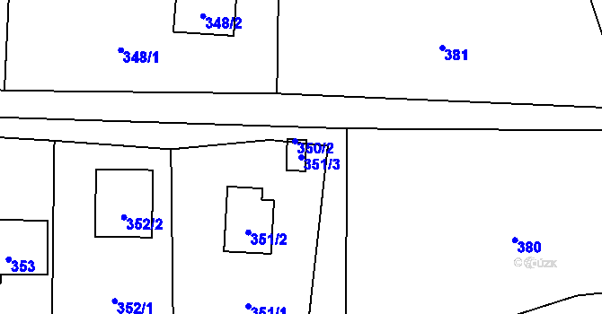 Parcela st. 351/3 v KÚ Brňov, Katastrální mapa