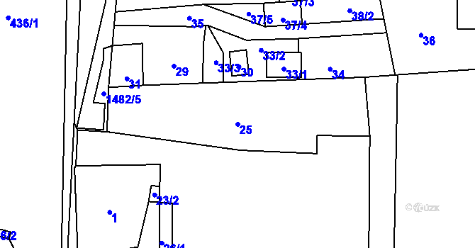 Parcela st. 25 v KÚ Křivé, Katastrální mapa