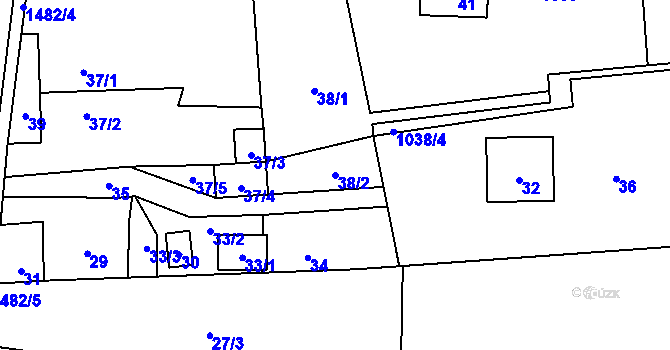Parcela st. 38/2 v KÚ Křivé, Katastrální mapa