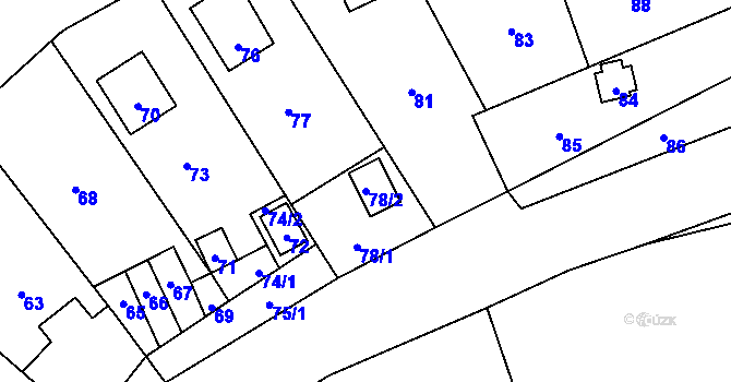 Parcela st. 78/2 v KÚ Křivé, Katastrální mapa
