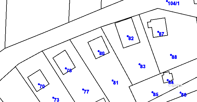 Parcela st. 80 v KÚ Křivé, Katastrální mapa