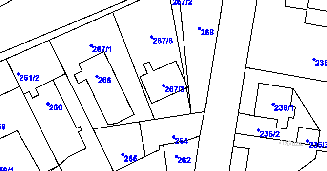 Parcela st. 267/3 v KÚ Křivé, Katastrální mapa