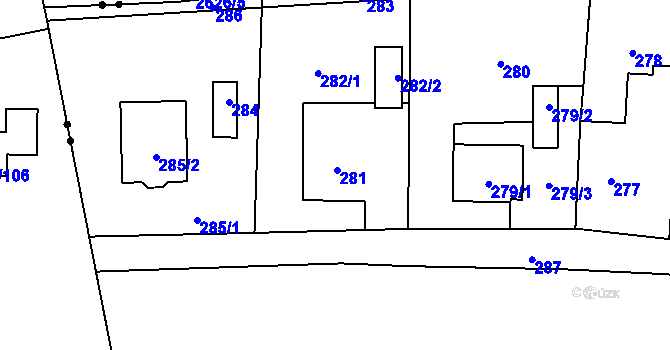 Parcela st. 281 v KÚ Křivé, Katastrální mapa