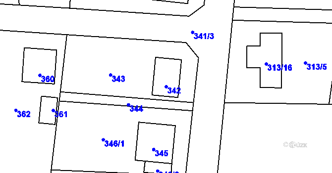 Parcela st. 342 v KÚ Křivé, Katastrální mapa