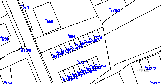 Parcela st. 567 v KÚ Křivé, Katastrální mapa