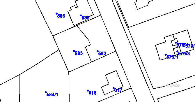 Parcela st. 582 v KÚ Křivé, Katastrální mapa