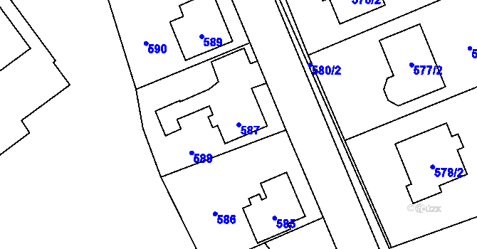 Parcela st. 587 v KÚ Křivé, Katastrální mapa