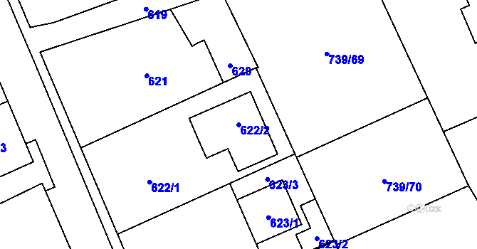 Parcela st. 622/2 v KÚ Křivé, Katastrální mapa
