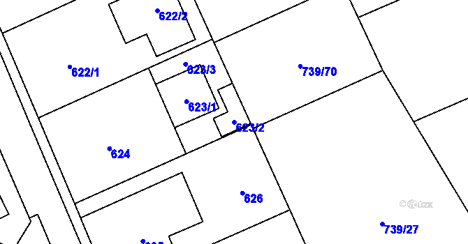 Parcela st. 623/2 v KÚ Křivé, Katastrální mapa