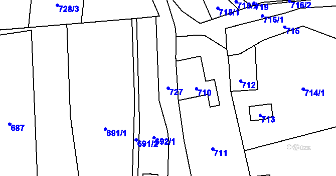 Parcela st. 727 v KÚ Křivé, Katastrální mapa