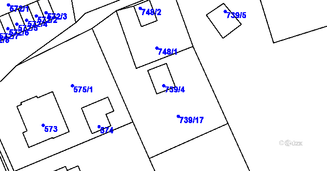 Parcela st. 739/4 v KÚ Křivé, Katastrální mapa