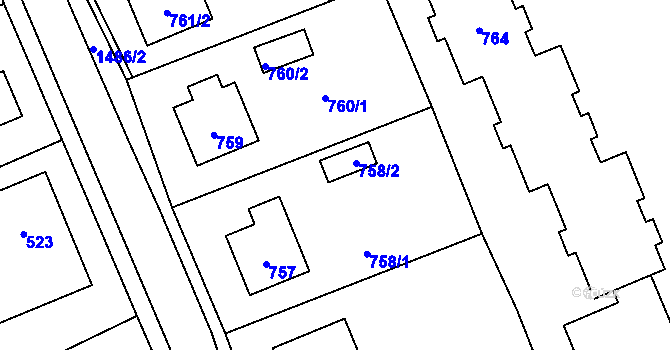 Parcela st. 758/2 v KÚ Křivé, Katastrální mapa