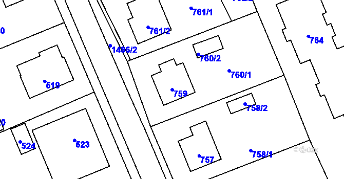 Parcela st. 759 v KÚ Křivé, Katastrální mapa