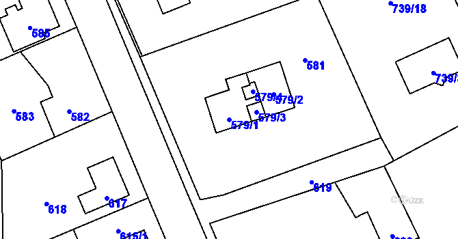 Parcela st. 579/1 v KÚ Křivé, Katastrální mapa