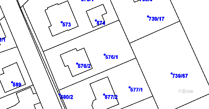 Parcela st. 576/1 v KÚ Křivé, Katastrální mapa