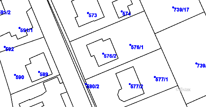 Parcela st. 576/2 v KÚ Křivé, Katastrální mapa