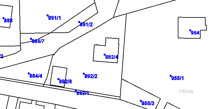 Parcela st. 892/4 v KÚ Křivé, Katastrální mapa