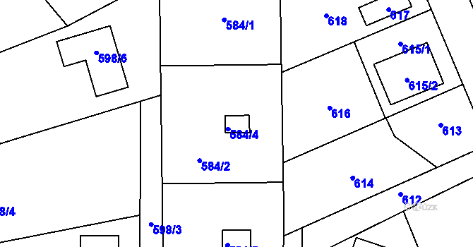 Parcela st. 584/4 v KÚ Křivé, Katastrální mapa