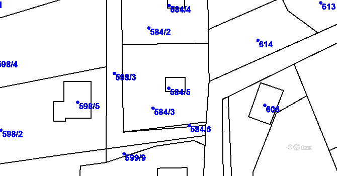 Parcela st. 584/5 v KÚ Křivé, Katastrální mapa