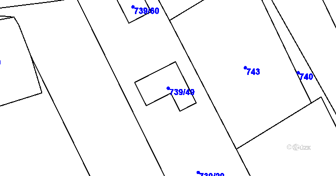 Parcela st. 739/49 v KÚ Křivé, Katastrální mapa
