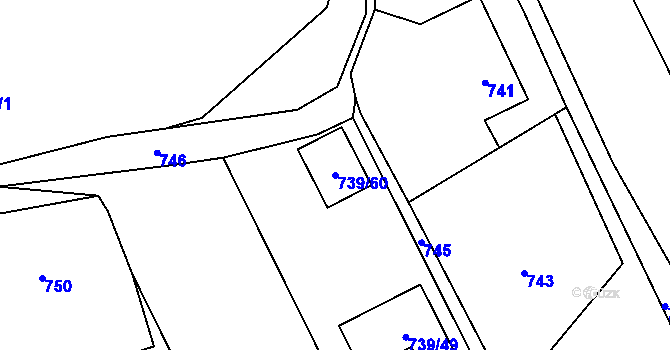 Parcela st. 739/60 v KÚ Křivé, Katastrální mapa