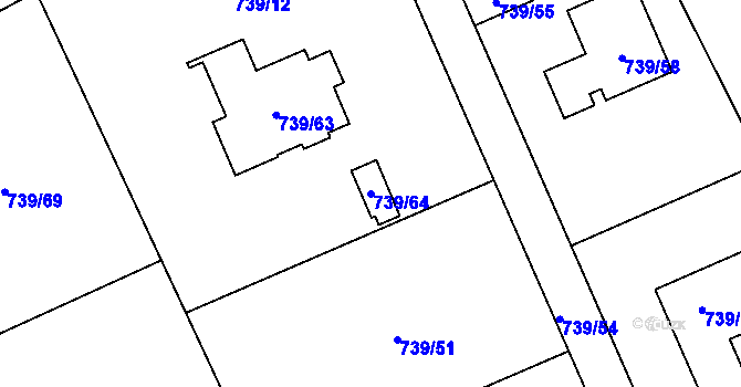 Parcela st. 739/64 v KÚ Křivé, Katastrální mapa