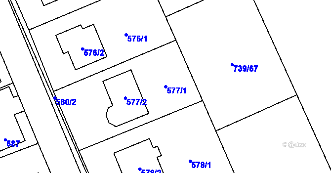 Parcela st. 577/1 v KÚ Křivé, Katastrální mapa
