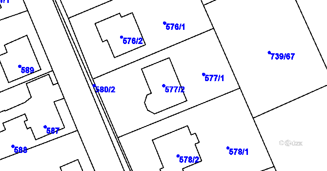 Parcela st. 577/2 v KÚ Křivé, Katastrální mapa