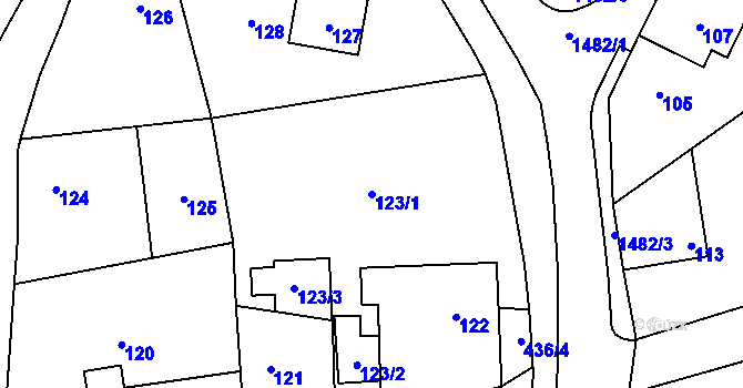 Parcela st. 123/1 v KÚ Křivé, Katastrální mapa