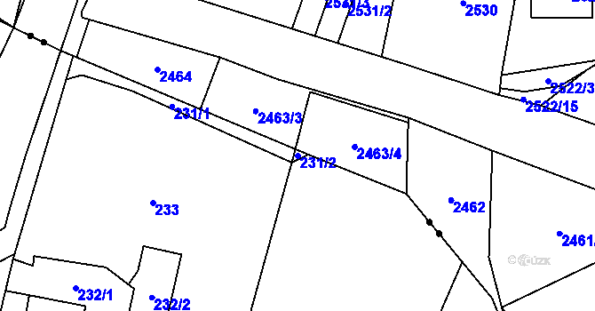Parcela st. 231/2 v KÚ Křivé, Katastrální mapa