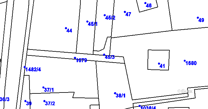 Parcela st. 45/3 v KÚ Křivé, Katastrální mapa