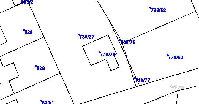 Parcela st. 739/78 v KÚ Křivé, Katastrální mapa