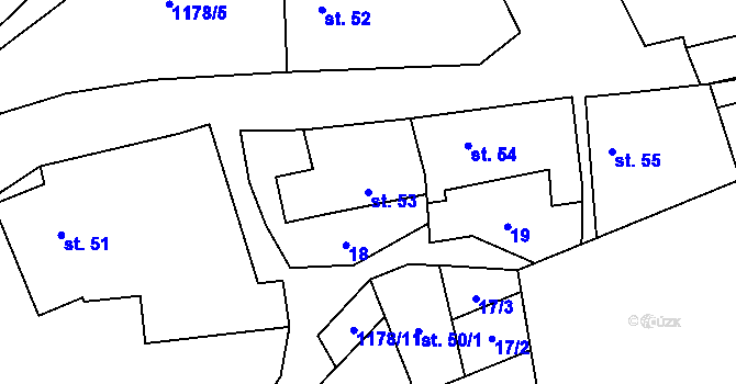 Parcela st. 53 v KÚ Podlešín, Katastrální mapa