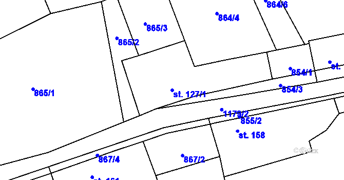 Parcela st. 127/1 v KÚ Podlešín, Katastrální mapa