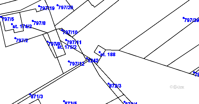 Parcela st. 188 v KÚ Podlešín, Katastrální mapa
