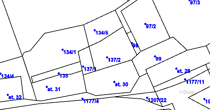 Parcela st. 137 v KÚ Podlešín, Katastrální mapa