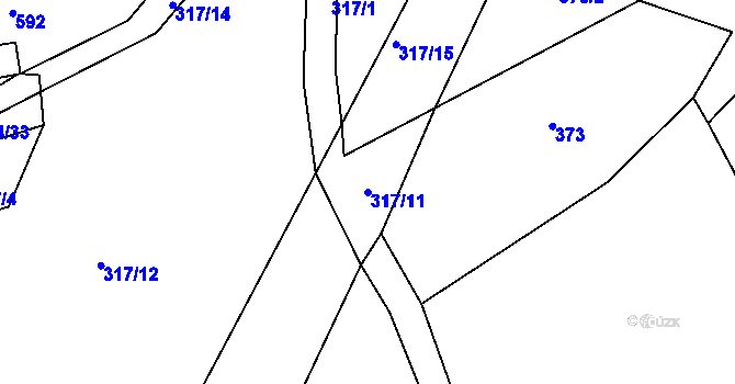 Parcela st. 317/11 v KÚ Podlešín, Katastrální mapa
