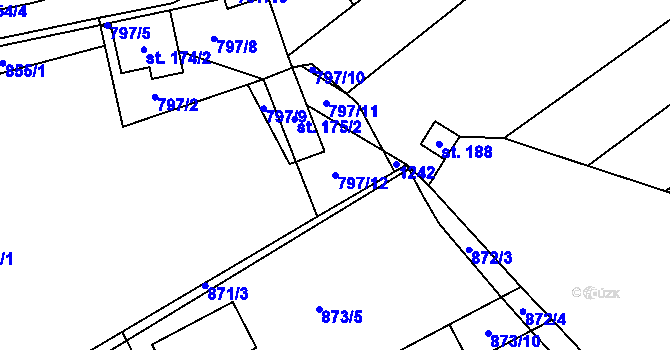 Parcela st. 797/12 v KÚ Podlešín, Katastrální mapa