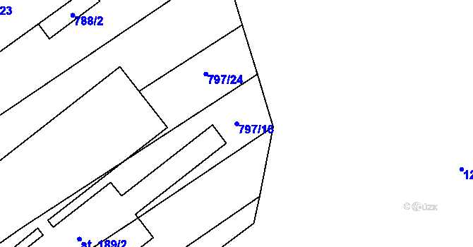 Parcela st. 797/16 v KÚ Podlešín, Katastrální mapa