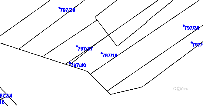 Parcela st. 797/18 v KÚ Podlešín, Katastrální mapa